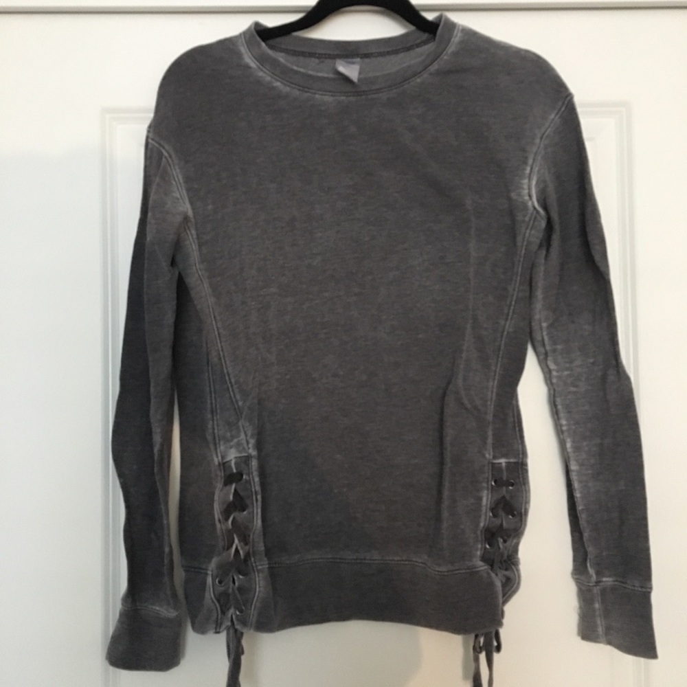 Lace up sides grey sweatshirt